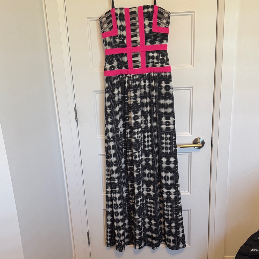 BCBGMaxAzria Strapless Black and Pink Dress
